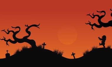 Mezar Cadılar Bayramı arka planlar silüeti
