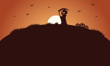 Büyücü silüeti ve Cadılar Bayramı yarasa