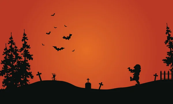 Halloween paisaje de fondo rojo — Vector de stock