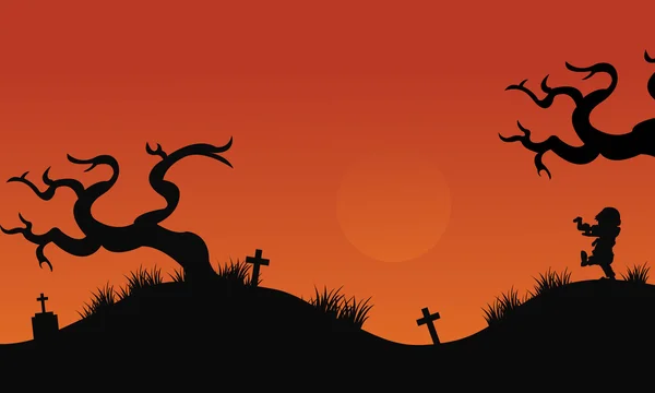 Silueta de fondos de Halloween tumba — Vector de stock