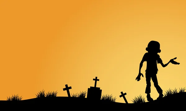 Zombi a sír halloween hátterek — Stock Vector