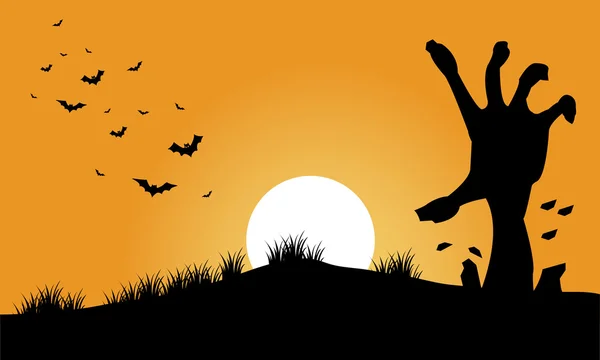 Mano zombie y murciélago fondos de Halloween — Archivo Imágenes Vectoriales