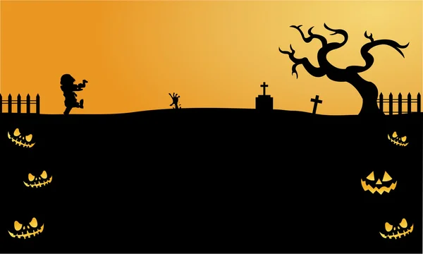 Gruselige Zombie-Halloween-Hintergründe Silhouette — Stockvektor
