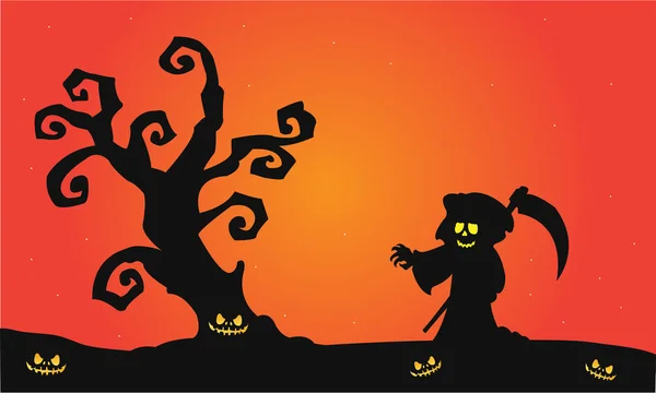 Scary witch halloween silhouette — Stock Vector