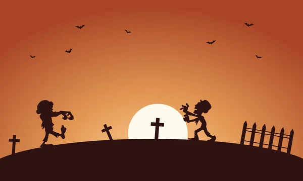 Halloween-ijesztő zombi sírban — Stock Vector