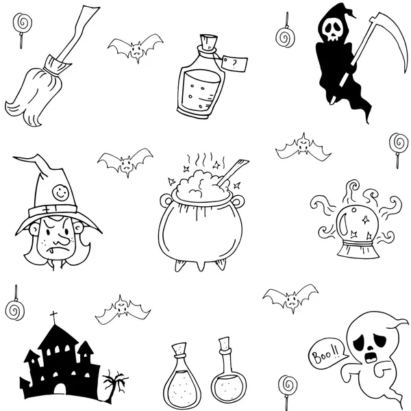 Elementet halloween ghost slott i doodle — Stock vektor