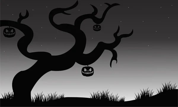 Albero secco di Halloween e pumkins — Vettoriale Stock