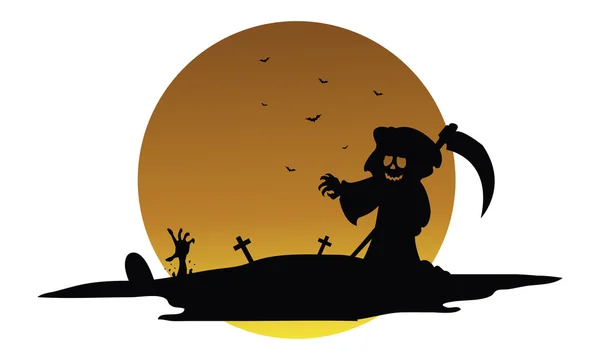 Spaventoso stregone halloween silhouette — Vettoriale Stock