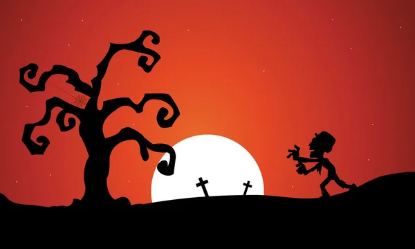 Силуэт сухого дерева зомби Хэллоуина — стоковый вектор
