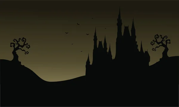 Silhouette des großen Schlosses zu Halloween — Stockvektor