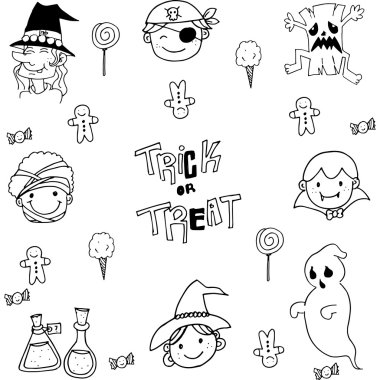 Yüz Cadılar Bayramı öğe doodle