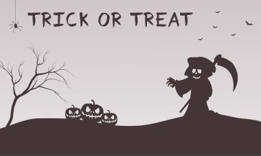 Cadılar Bayramı büyücü ve kabaklar siluet