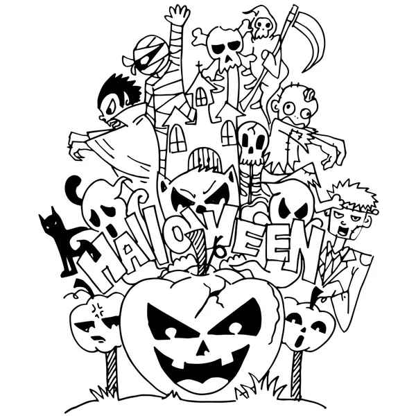 Halloween ghost doodle art — Stock Vector