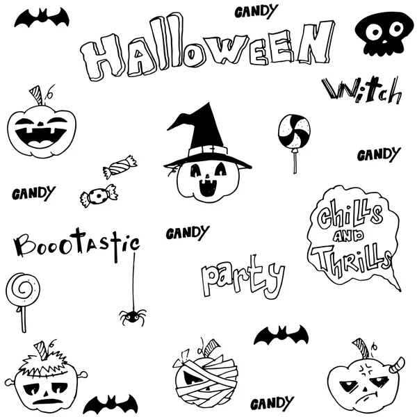 Halloweenpumpor konst i doodle — Stock vektor