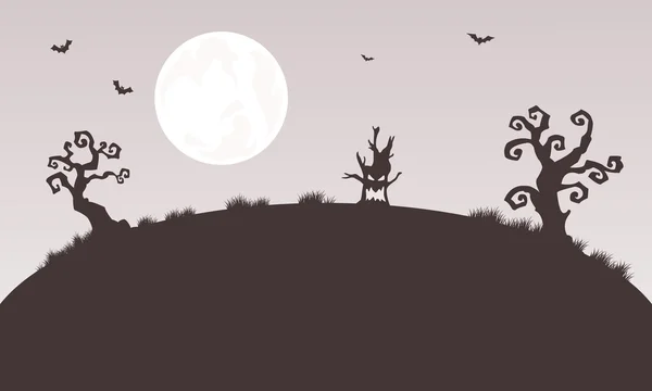 Silhouette von Halloween-Monster und Baum — Stockvektor