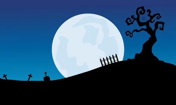 Por la noche paisaje de luna llena fondos de Halloween — Vector de stock