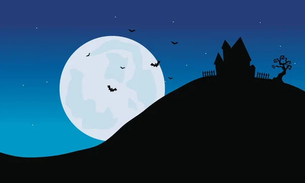 Silhouette du château dans les collines Halloween — Image vectorielle