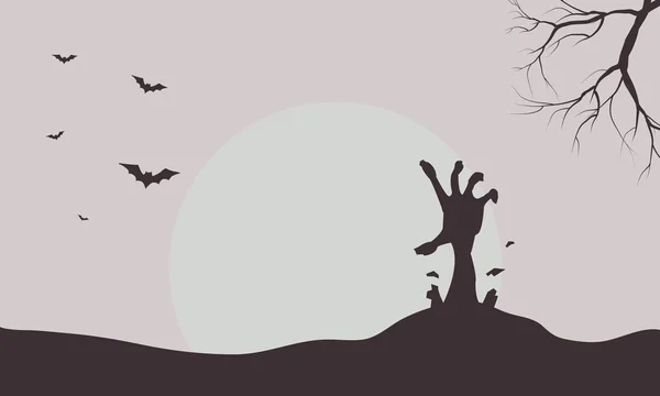 Silhouette of hand zombie and bat — Stock Vector
