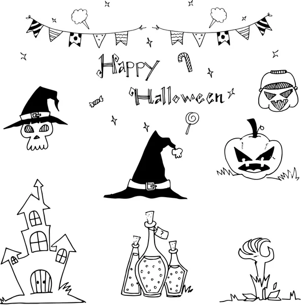 Feliz Halloween doodle vector elemento — Archivo Imágenes Vectoriales