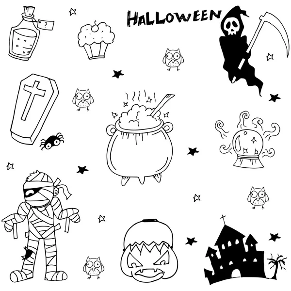 Scary character Halloween in doodle — Stock Vector