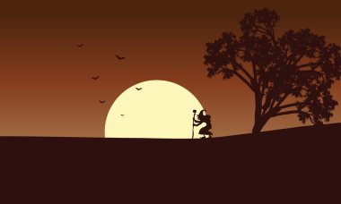 Cadı ve ay arka planlar Cadılar Bayramı