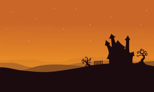 Silhouet van Halloween enge huis — Stockvector