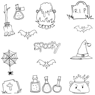 Cadılar Bayramı ürkütücü doodle vektör sanat