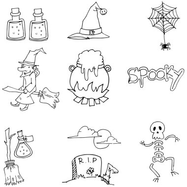 Eleman Cadılar Bayramı düz doodle vektör