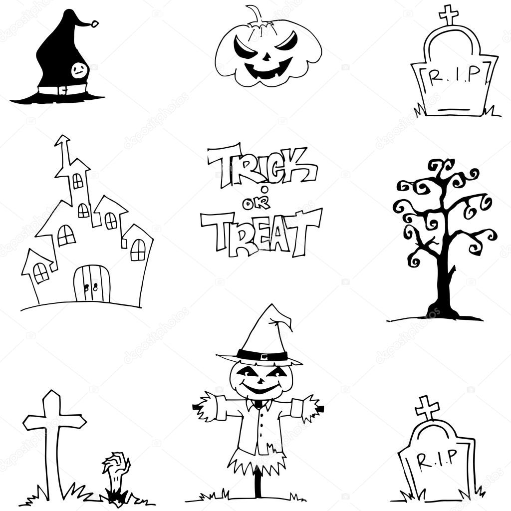 Adesivo doodle do espantalho de halloween