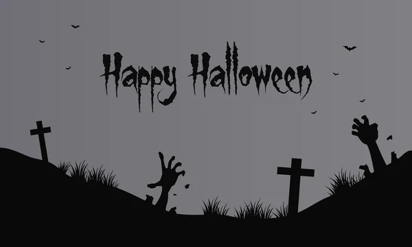 Zombie ręka i cmentarz Halloween — Wektor stockowy