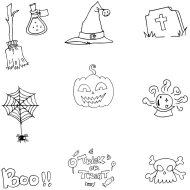 Öğesi düz Cadılar Bayramı doodle