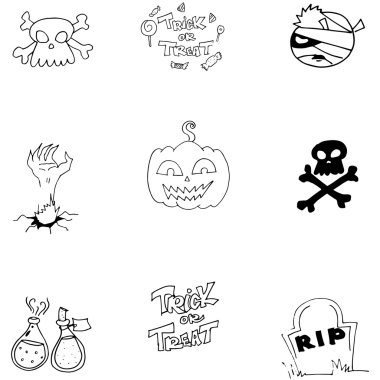 Doodle vektör sanat Halloween nesne