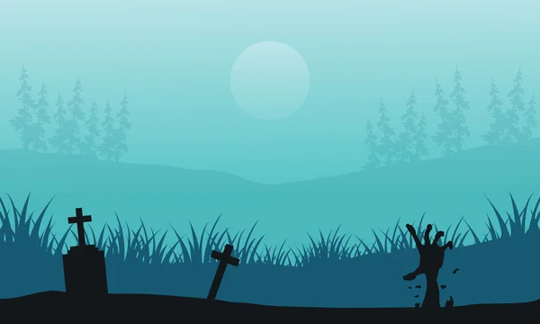 Zombie main dans la tombe décor Halloween — Image vectorielle