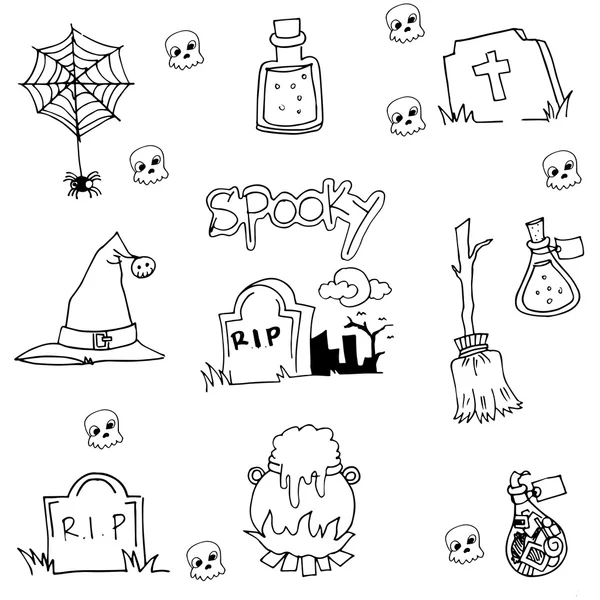 Halloween hrobky prvek v doodle — Stockový vektor