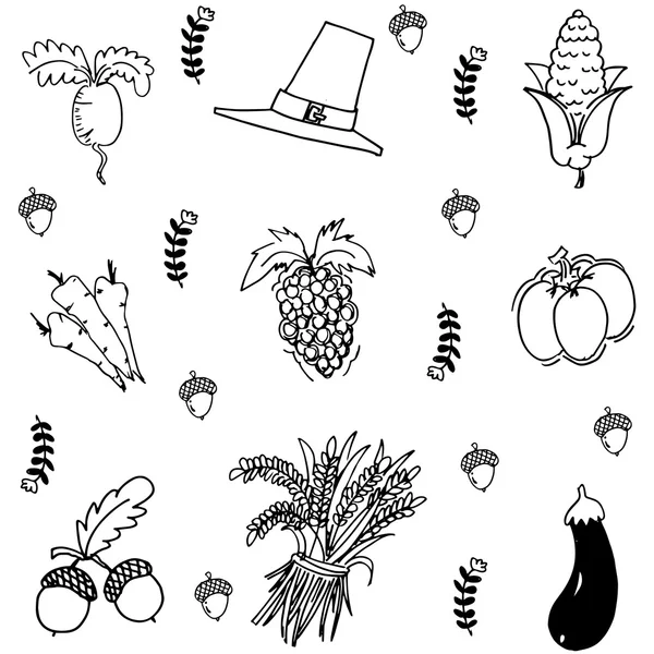 Gemüse als Doodle-Erntedank — Stockvektor