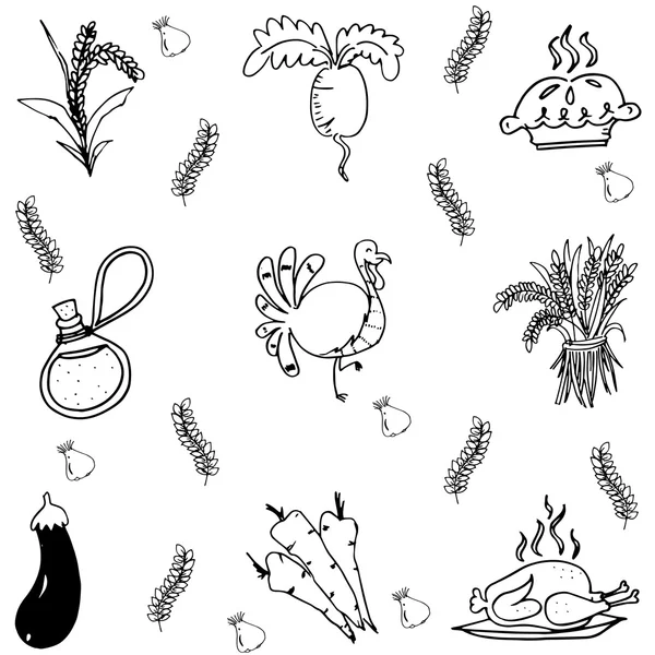 Element Thanksgiving partij in doodle vector — Stockvector