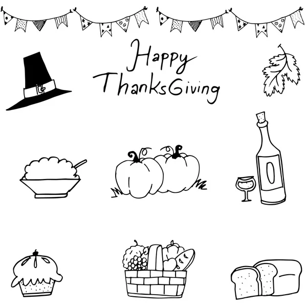 Joyeux Thanksgiving élément dans doodle — Image vectorielle