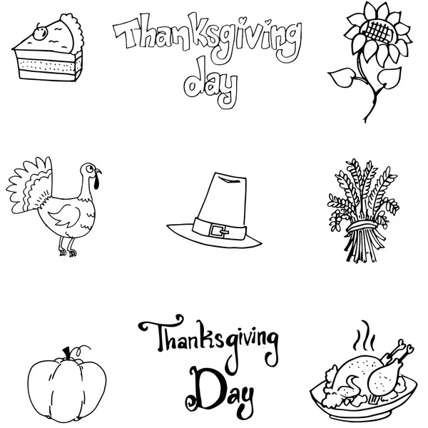 Élément de Thanksgiving dans un doodle plat — Image vectorielle