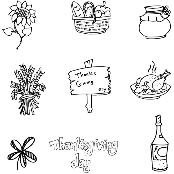 Platte doodle van Thanksgiving vector — Stockvector