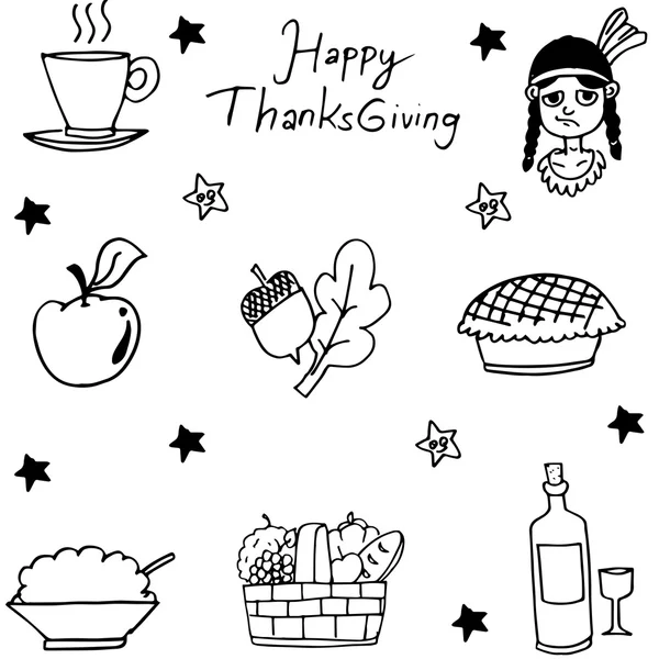 Set of high quality hand drawn Kawaii Thanksgiving clipart