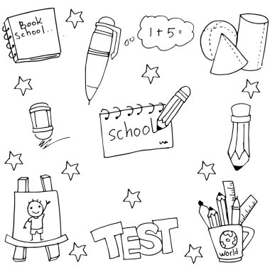 Okul el Doodle çizmek