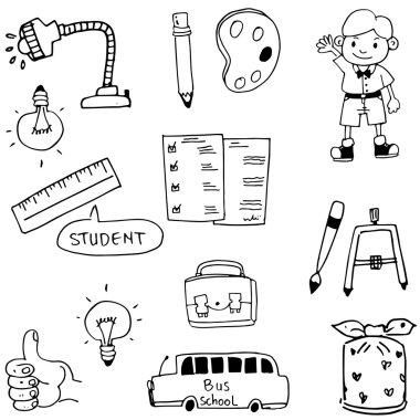 Nesne okul düz doodle