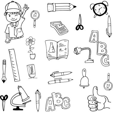 Okul el çizim araçları doodle