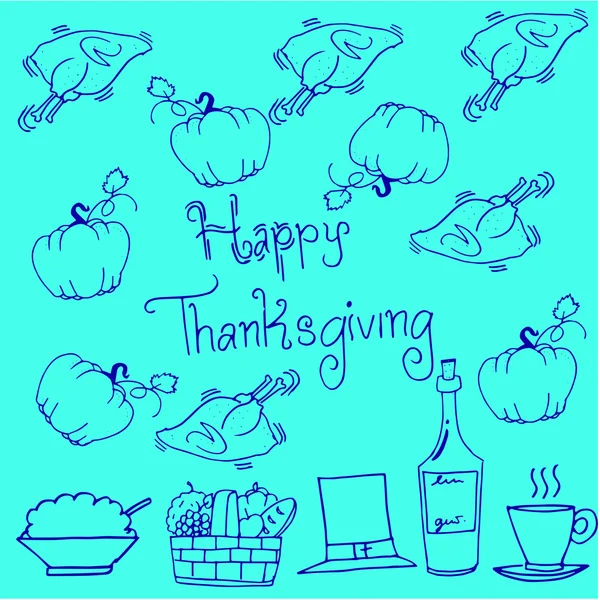 Potirons de Thanksgiving poulet à la citrouille — Image vectorielle