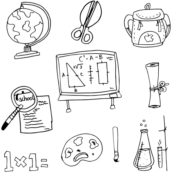 Tools op schoool in doodle — Stockvector