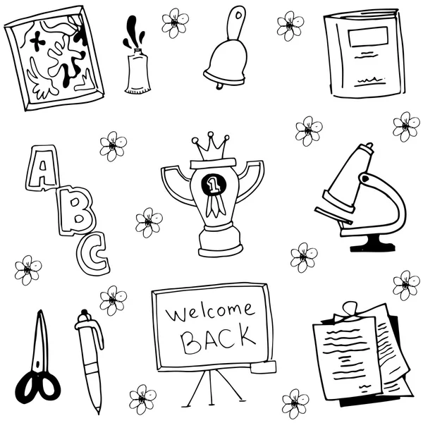 Vektorový obrázek nástroje školy v doodle — Stockový vektor