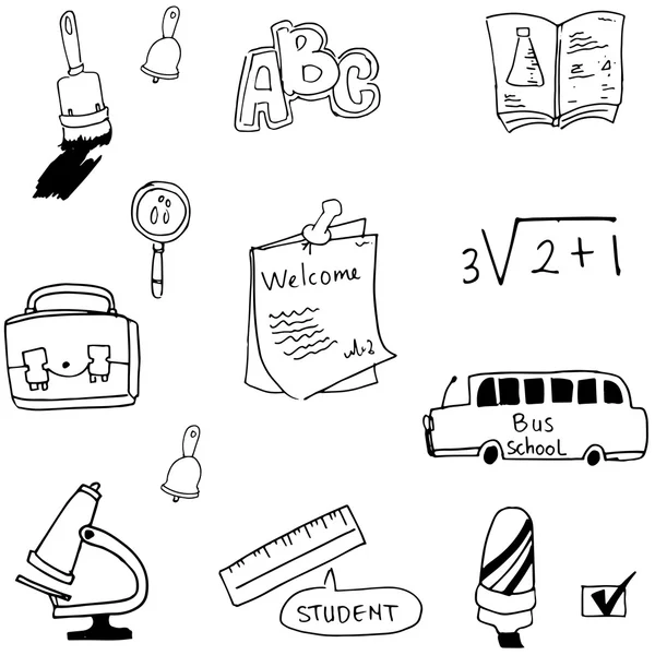 Plano mano dibujar elemento estudiante en doodle — Vector de stock