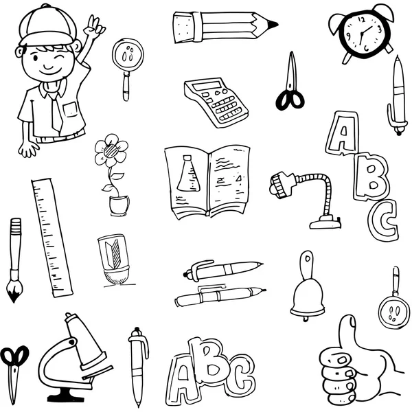 Doodle de herramientas escuela mano dibujar — Vector de stock