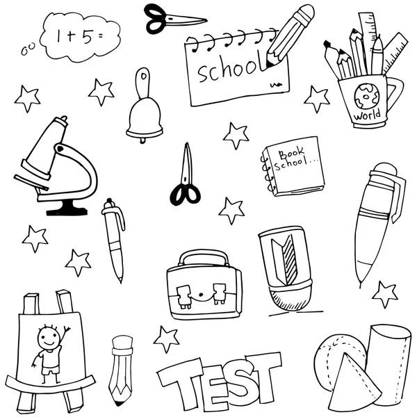 Εργαλεία εκπαίδευσης σε doodle — Διανυσματικό Αρχείο