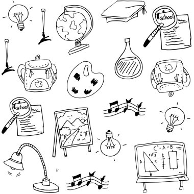 Eğitim öğe koleksiyonu hisse senedi doodles